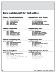 Energy Sleuth Clue page